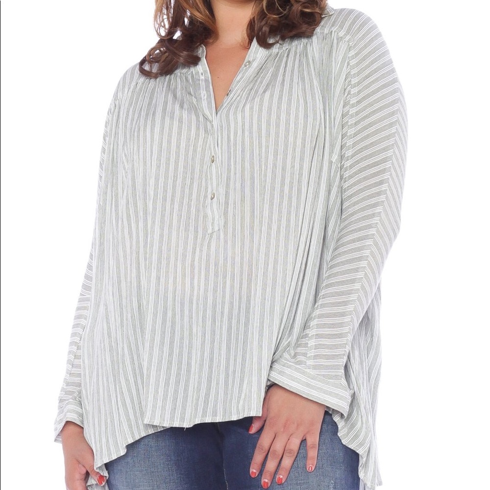 Slink Stripe Babydoll TopHigh Low Top